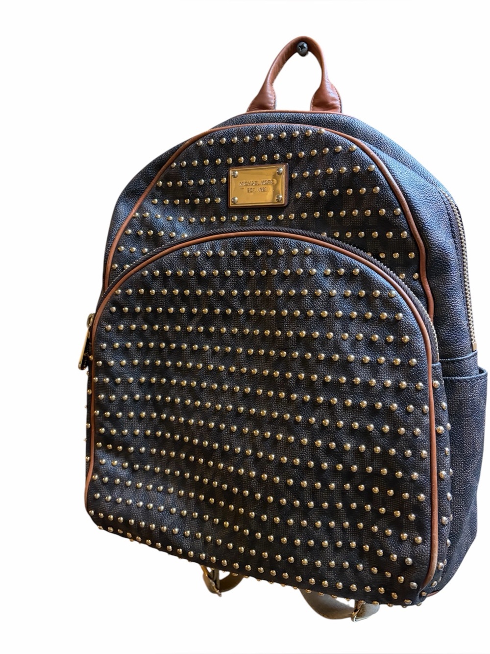 Michael Kors Black Backpack with Gold Stud Detailing